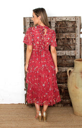 Madeline Hand Embellished Midi Dress - Raspberry