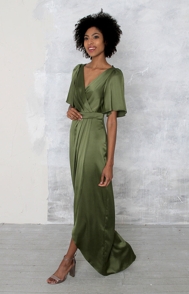 Renata High Back Gown - Olive