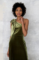 Fleur Velvet Gown - Olive