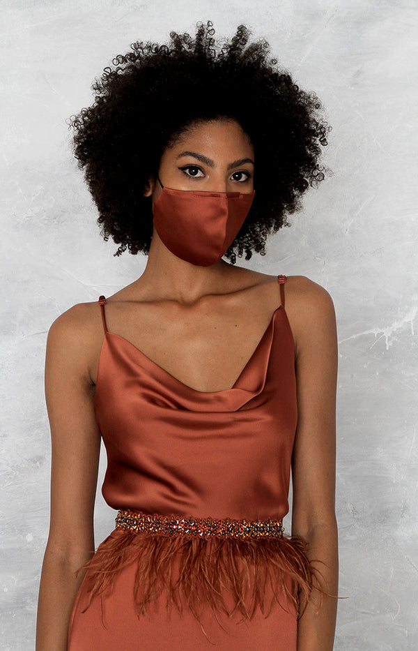 Silk Face Mask - Rust