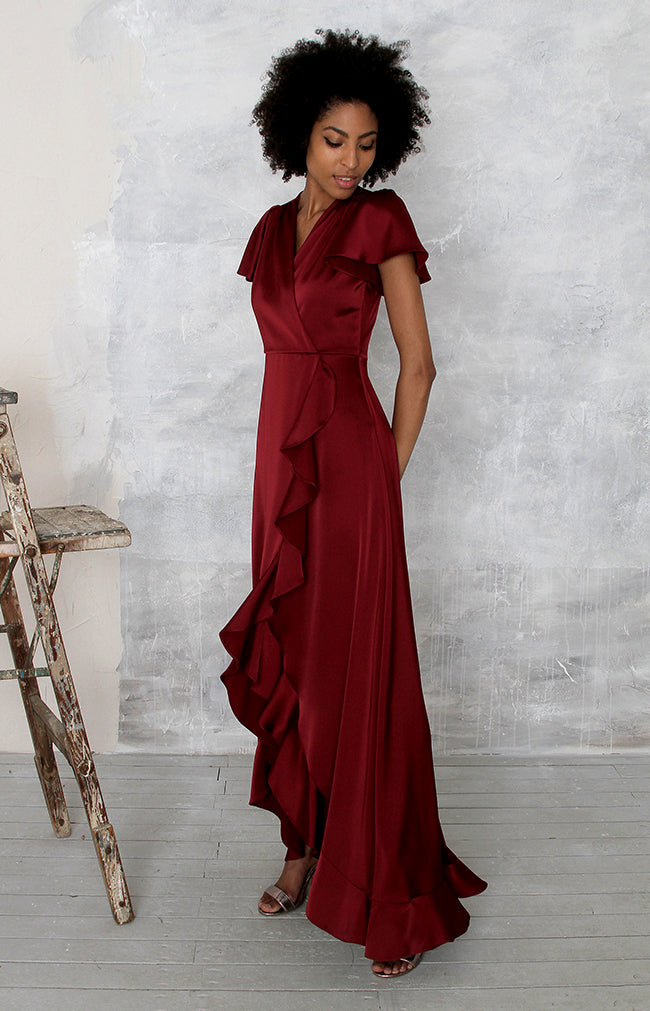 Rowe High/Low Gown - Burgundy