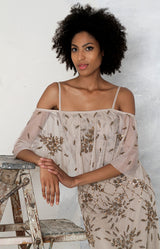 Eloise Hand Beaded Off Shoulder Gown - Mocha