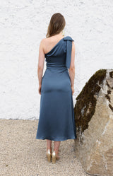 Fleur Midi Satin Dress - Petrol