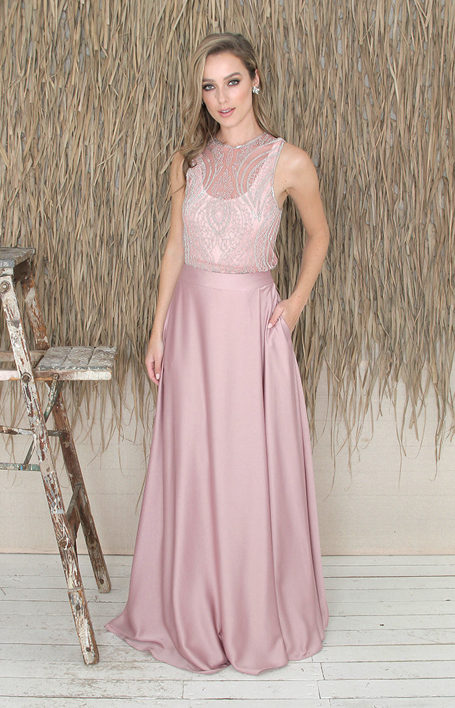 Paloma Over/Under Top - Dusty Rose