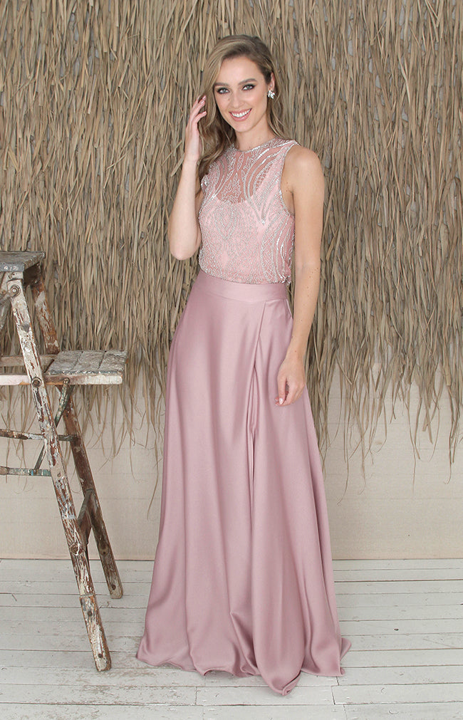 Paloma Over/Under Top - Dusty Rose