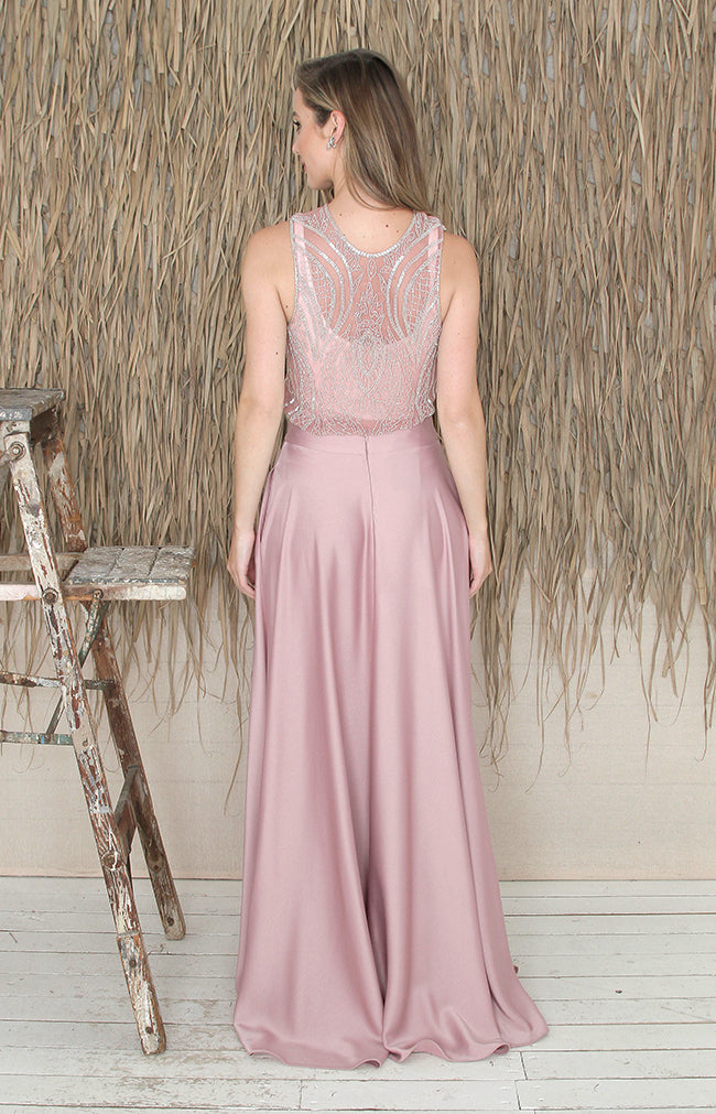 Paloma Over/Under Top - Dusty Rose