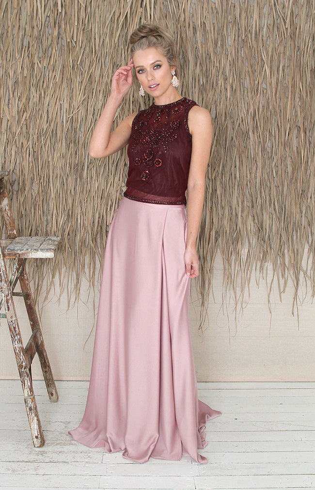 Salma Over/Under Top - Burgundy