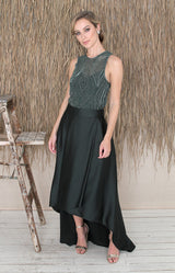 Paloma Over/Under Top - Forest Green