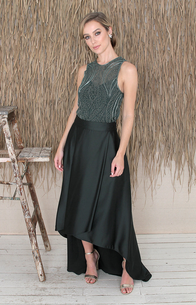 Paloma Over/Under Top - Forest Green