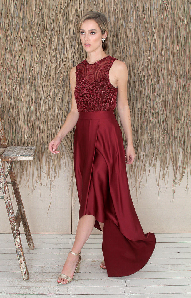 Paloma Over/Under Top - Burgundy