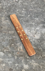 Incense Ski Holder with Brass Inlays (Floral)