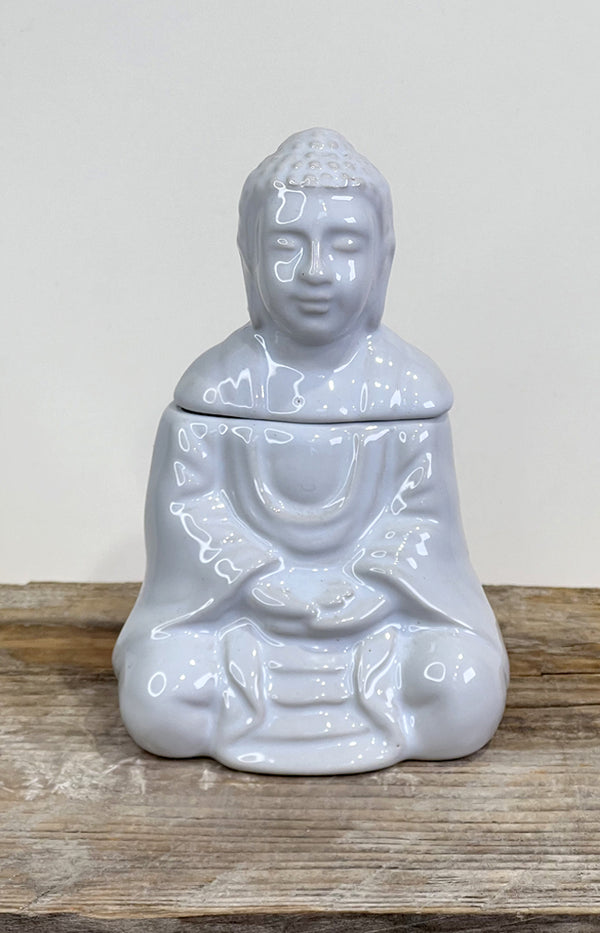 Sitting Buddha Oil Burner - White