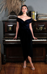 Yvette Velvet Midi Dress - Midnight