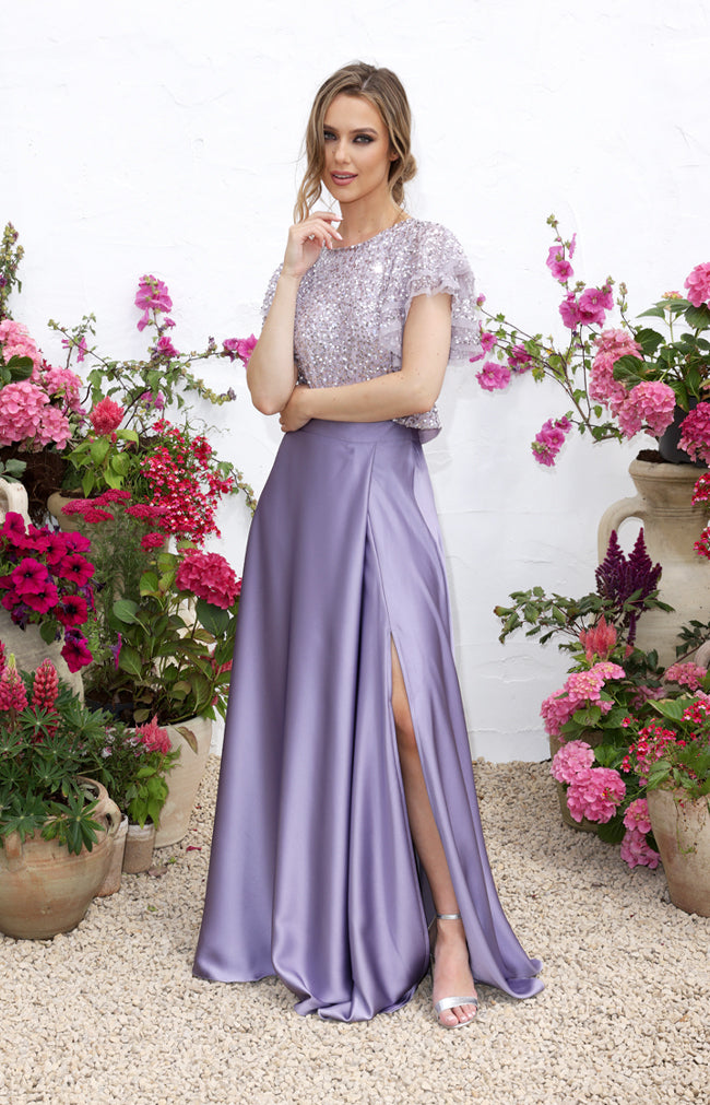 Sarena Satin Skirt - Lavender