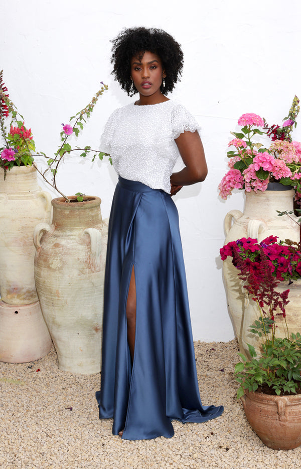 Sarena Satin Skirt - Infinity Blue
