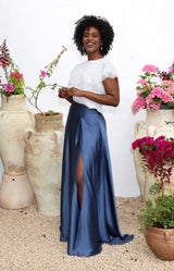 Sarena Satin Skirt - Infinity Blue