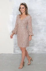 Aryana Hand Beaded Mini Dress - Gold