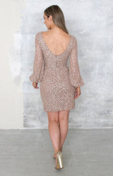 Aryana Hand Beaded Mini Dress - Gold