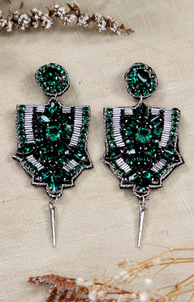 Ravi Earrings - Forest Green