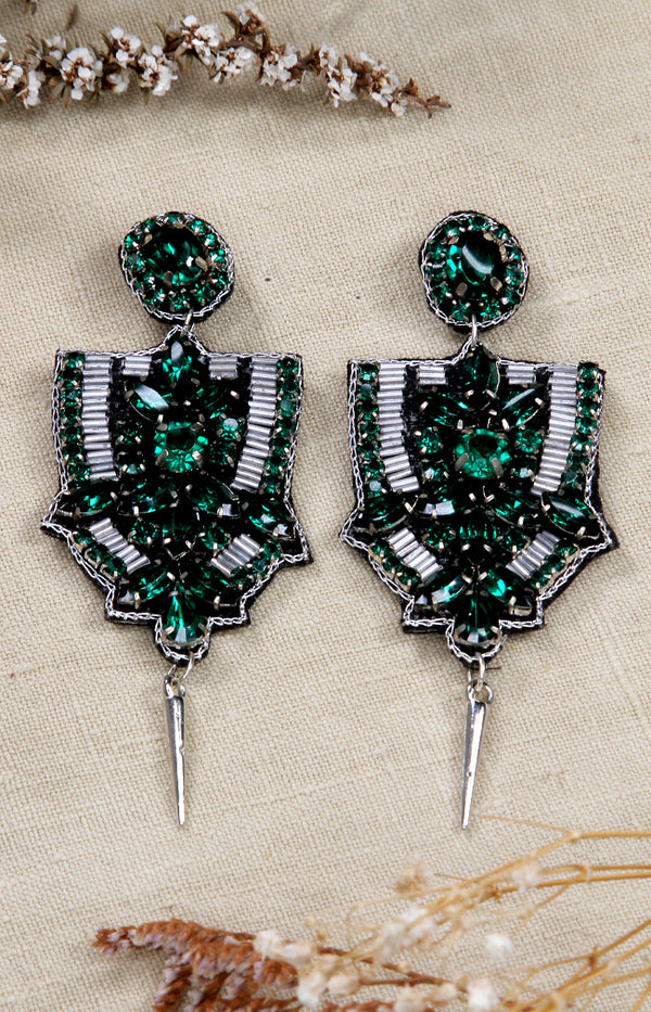 Ravi Earrings - Forest Green