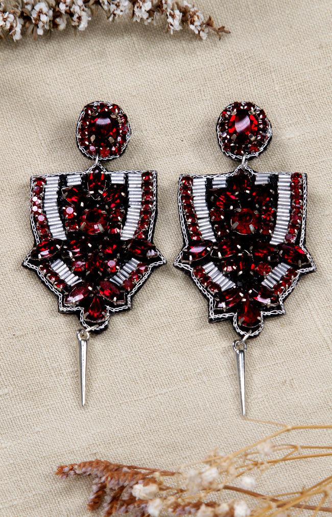 Ravi Earrings - Burgundy