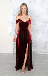 Luda Velvet Gown - Burgundy