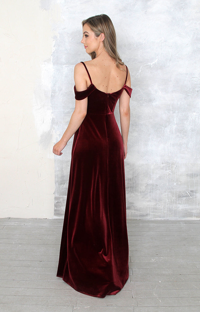 Luda Velvet Gown - Burgundy