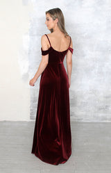 Luda Velvet Gown - Burgundy