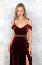 Luda Velvet Gown - Burgundy