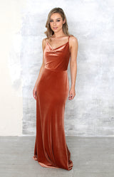 Rian Velvet Gown - Rust