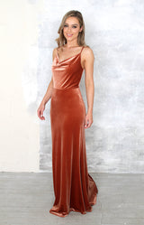 Rian Velvet Gown - Rust