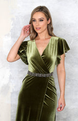 Clara Velvet Gown - Olive Green