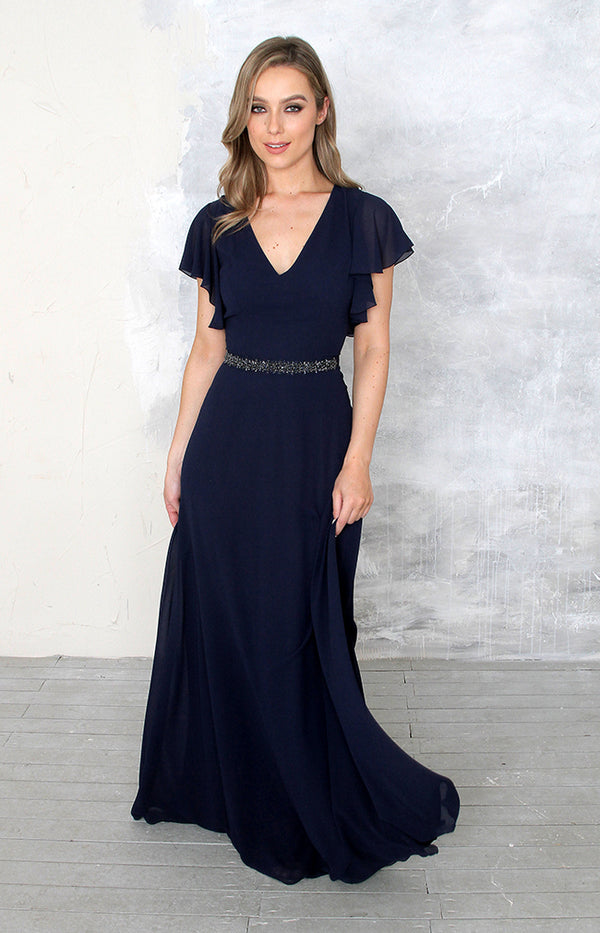Midnight navy bridesmaid dresses shop