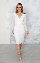 Estella Hand Beaded Midi Dress - Ivory