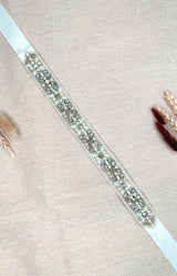 Aminah Beaded Belt - Ivory with Ivory ribbon