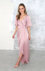 Renata High Back Gown - Dusty Rose