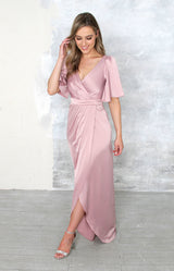 Renata High Back Gown - Dusty Rose