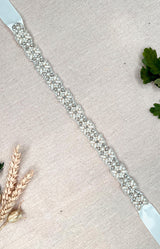 Mysie Beaded Belt - Ivory with Ivory ribbon