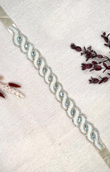 Jaylen Beaded Belt - Ivory with Gold ribbon