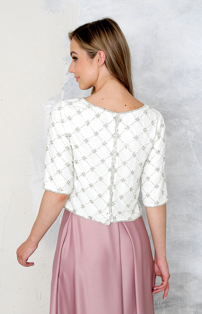 Allira Hand Beaded Top - Ivory