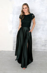 Saya Luxe Lace Top - Forest Green