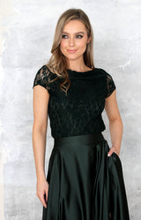 Saya Luxe Lace Top - Forest Green