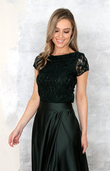 Saya Luxe Lace Top - Forest Green
