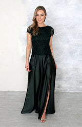 Saya Luxe Lace Top - Forest Green