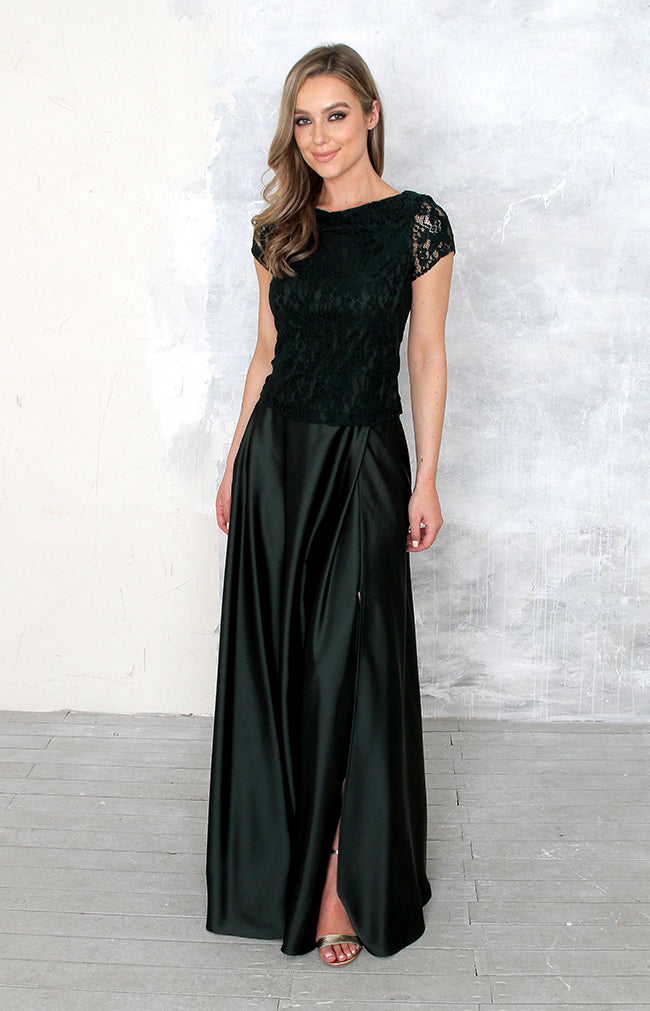 Saya Luxe Lace Top - Forest Green