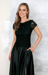 Saya Luxe Lace Top - Forest Green