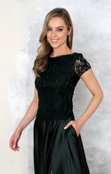 Saya Luxe Lace Top - Forest Green