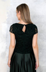 Saya Luxe Lace Top - Forest Green