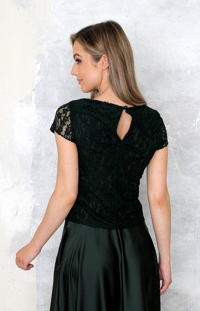 Saya Luxe Lace Top - Forest Green