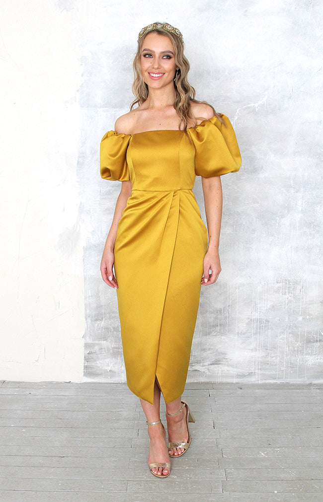 Sole Satin Dress - Canary Yellow